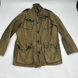 Free People women L  Not Your Brothers Surplus Military Jacket Large Green.